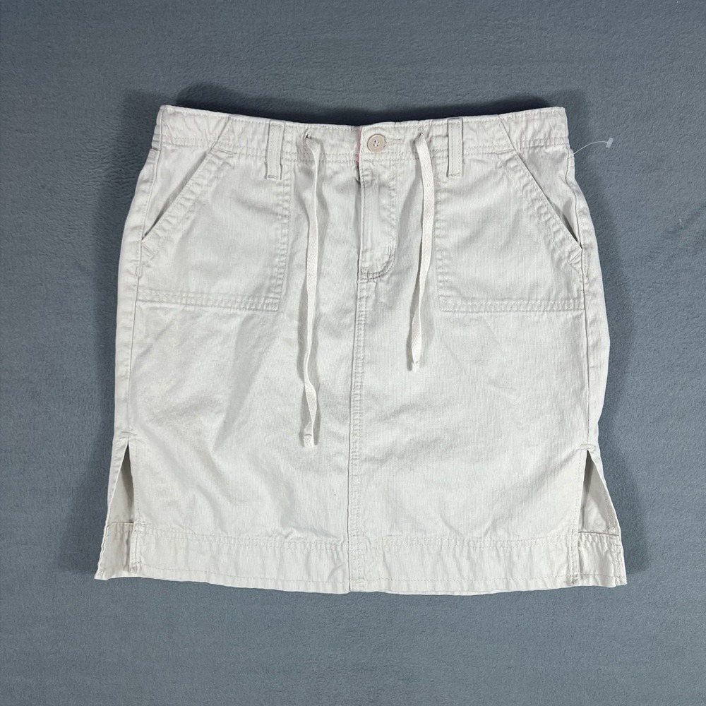 Hydraulic Womens Skirt 10 Beige Solid Cargo Straight Mini Side Slit Vintage Y2K
